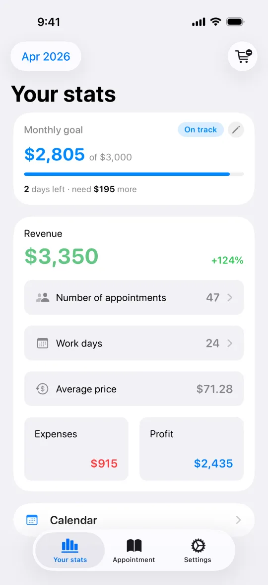 My Clients — monthly statistics